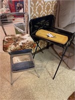 (2) VTG Metal TV Stands, & Cosco Folding Chair
