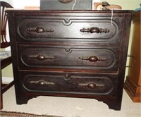 Antique three drawer Walnut chest of drawers