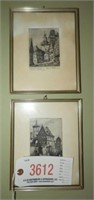 Pair of small German framed black and white