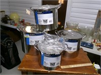 Set of Four Stainless Steel Pots W/ Lids (New)