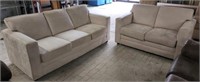 Cream Micro Suede Couch With Matching Love Seat