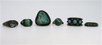 (6) Turquoise Sterling Unisex Rings