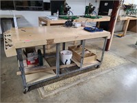 7' Rolling Work Table with Contents