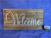 Wood/Metal Letters, Welcome Stay Awhile Sign,