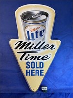 Metal Miller Lite Sign, 21x36"