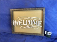 Wood Frame w/Glass, Welcome, 15x12"