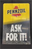 Pennzoil Gas Sign - Metal Double Sided