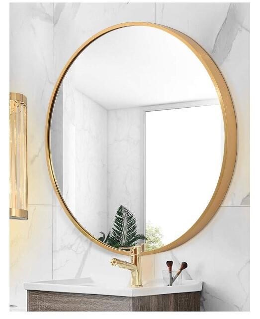 Gold Round Mirror Wall Mounted,23.6in Large Circle