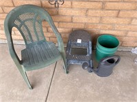 Plastic Chair, Water Can, Bucket, Step Stool