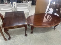 Mahogany coffee table and end table