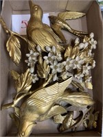 Vintage plastic bird wall decor - gold and more