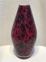 SC Italy Red & Black Lead Crystal Vase