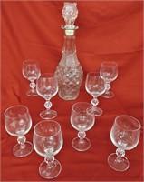 WEXFORD CLEAR GLASS DECANTER*8 SMALL WINE GLASSES