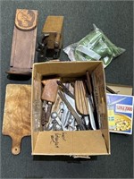 Lot of Kitchen Knives, cutting board, SAWA 2000