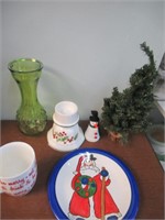 Christmas Plate,Green Vase & More