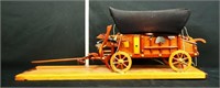 Wood horse & carriage lamp, works