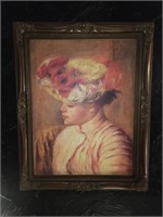 Renoir, Pierre Young Woman Flower Hat Framed Print