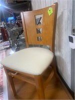 Cherry chair off white cloth seat