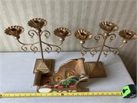 2 candelabras and sleigh