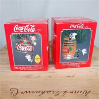 2 Coca Cola Ornaments Xmas Mice