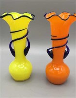 Signed Czech Tango Vases (Yellow & Orange)
