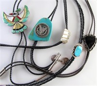 Five Bolo Ties with Southwest Sterling Slides