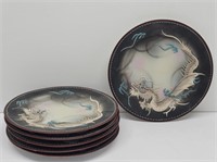 (6) Occupied Japan Dragon Hand Painted 7" Plates