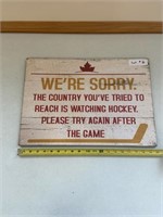Wooden Hockey sign 20’’x14’’
