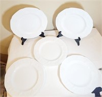 5 Vtg Indiana  White Milk Glass Dinner Plates