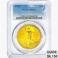 1925 $20 Gold Double Eagle PCGS MS63