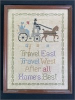 ‘Travel East’ Amish Cross-Stitch Sampler