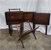 TV Tray Tables w/ Storage Rack, Magazine Rack