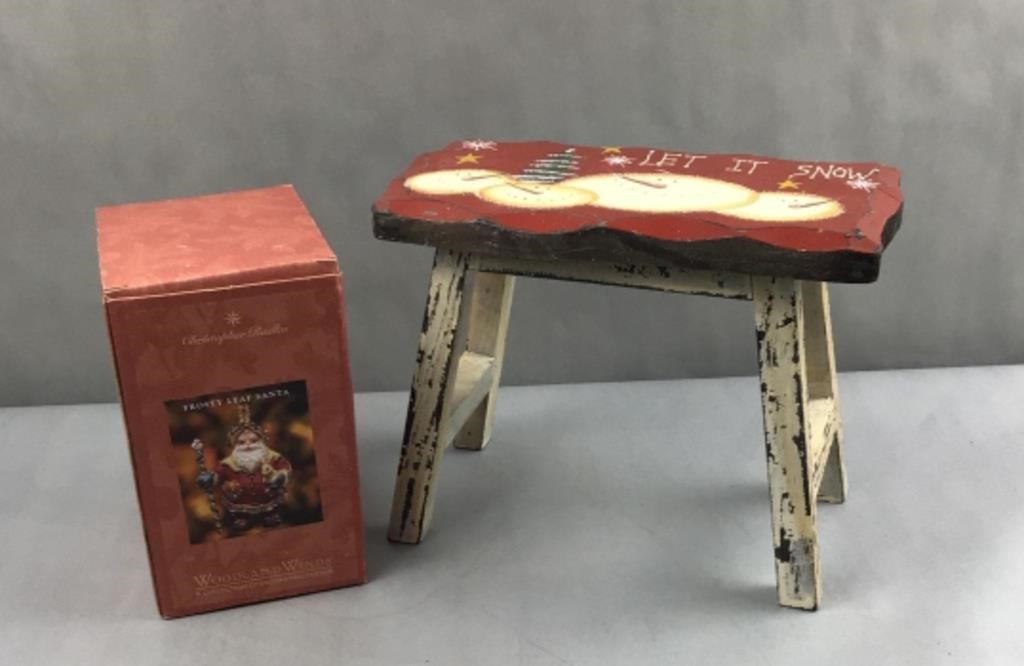 Miniature Christmas bench decoration and