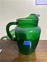 Green Glass Water Pitcher