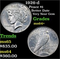 1926-d Peace Dollar $1 Grades Choice+ Unc