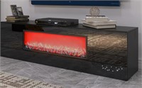 ZR Modern Black Electric Fireplace TV Stand