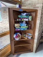 Corner Cabinet w/ all Games, Puzzles, Crayons