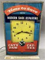 Vintage Cat's Paw Shoe Repair Advertising Clock