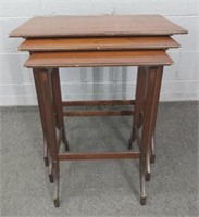 3 Pc Vintage Wood Nesting Table