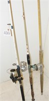 Grouping of Fishing Poles with Reels