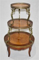 Inlaid Round French Etagere - Brass Angels