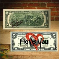 Autographed Rency "I Love You" $2 Bill