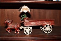 Cast iron fruit and vegetable horse drawn cart