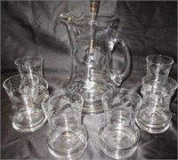 8 PC ETCHED GLASS PITCHER SET