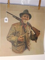 Vintage Poster Hunter w/ Pipe Robt Robinson 1911