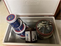 COLEMAN COOLER WITH TINS