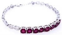 Sterling Silver Bracelet,8 Round Cut Natural Ruby