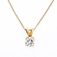 14kt Yellow Gold Diamond Solitaire Pendant & Chain