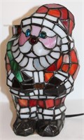 9 1/2" STAINED GLASS SANTA LAMP