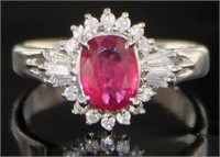 Platinum 1.36 ct GIA Ruby & Diamond Ring